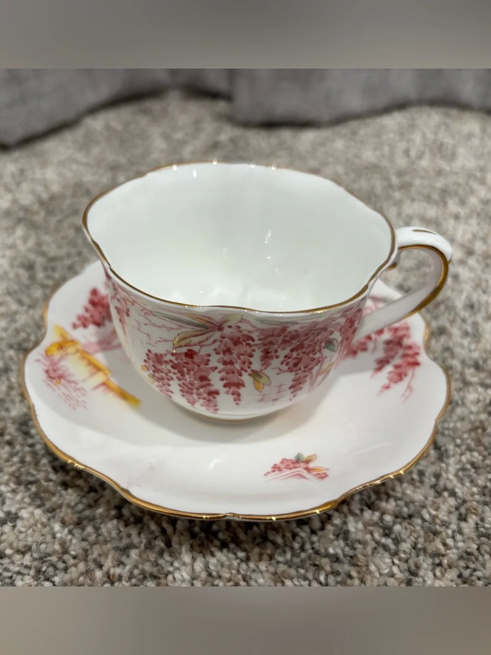 Vintage Royal Stafford Maded in England Bone China Teacup Saucer Set “Wisteria”